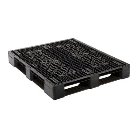 Monoflo International Global Industrial Rackable & Stackable Pallet HDPE 4-Way 48inx40in 30000 Lb Stat Cap Black 412511